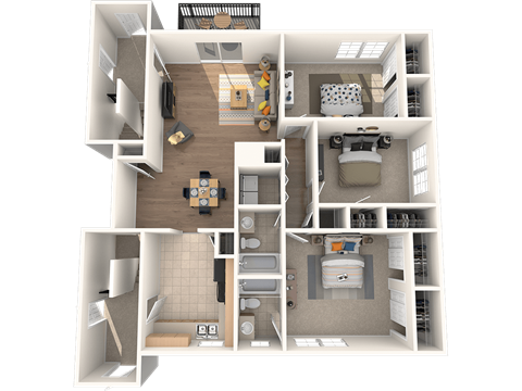 Floor plan for 3 beds, 2 baths, 1568 sqft